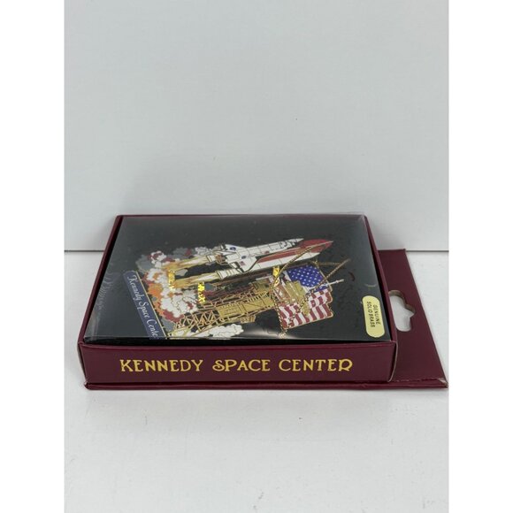 J.P. Kennedy Space Center Solid Brass Ornament With Shuttle & Flag - Picture 6 of 6